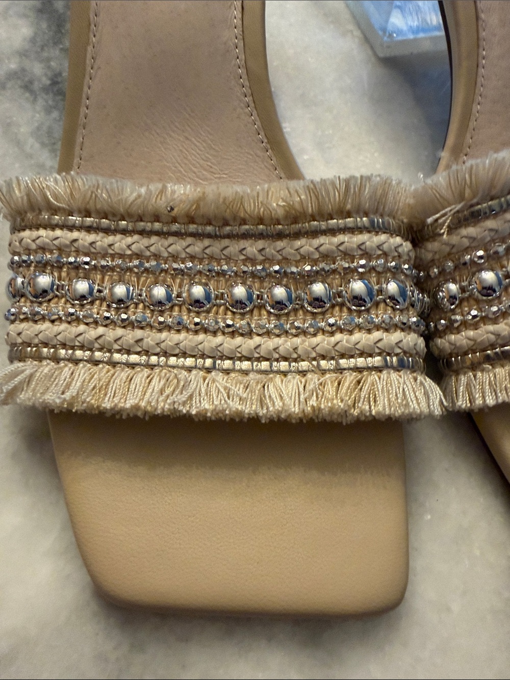 CECELIA NEW YORK Beige Embellished Fringe CINDER Slide Mules 7.5 - Picture 11 of 12